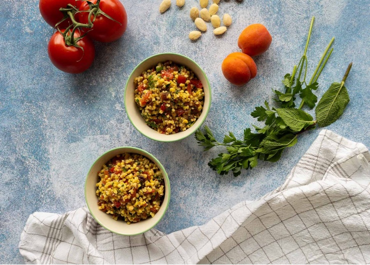 Salade de boulgour orientale aux amandes & abricots